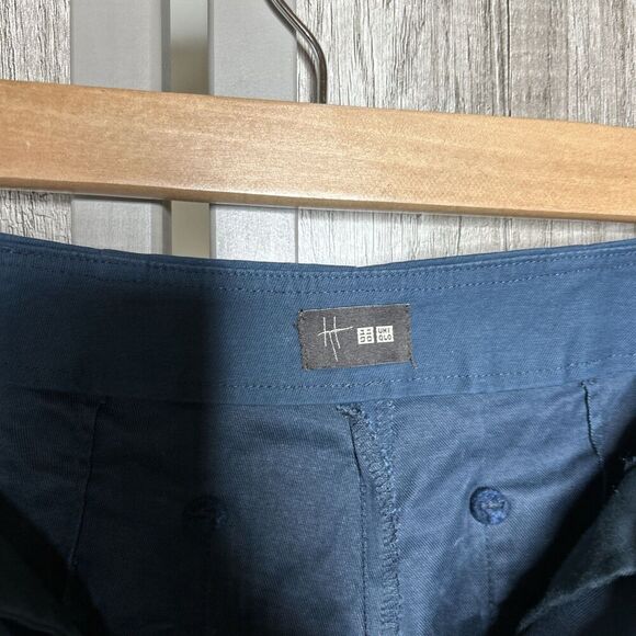 Uniqlo x Hana Tajima Pants Flat Front Pockets Straight Leg Blue Size 4 - Picture 5 of 8